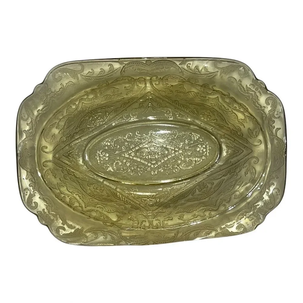 Federal Madrid Oval Vegetable Bowl Amber Depression Glass Vintage Serving